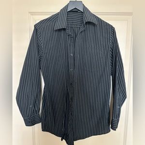 Black button down shirt, long sleeve. Onyx - Unisex Small